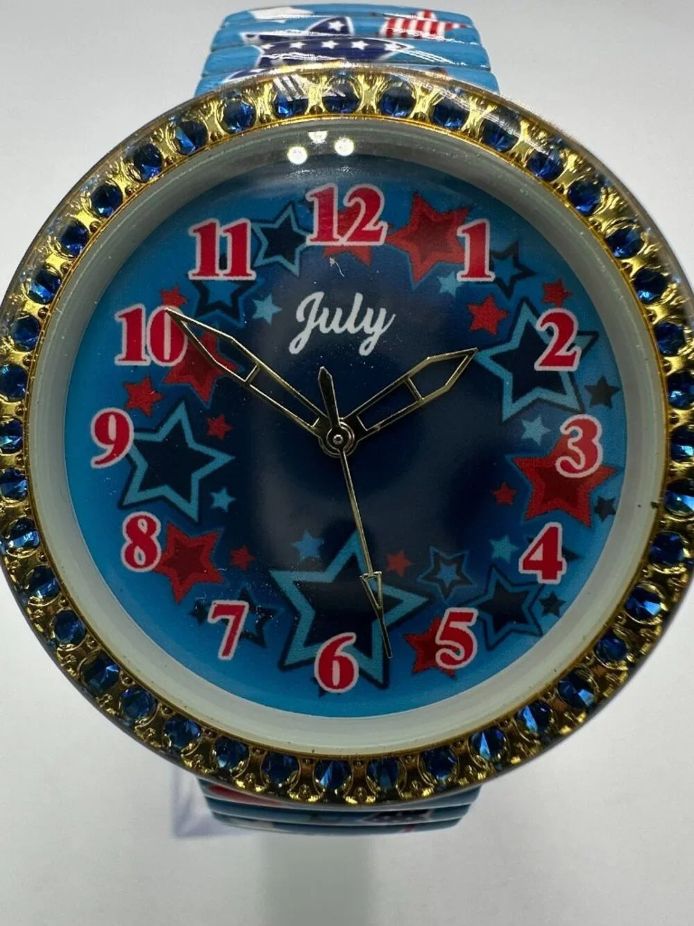 Willabee & Ward Season Watch July Birthday Month Red Blue Stars Stretch Band